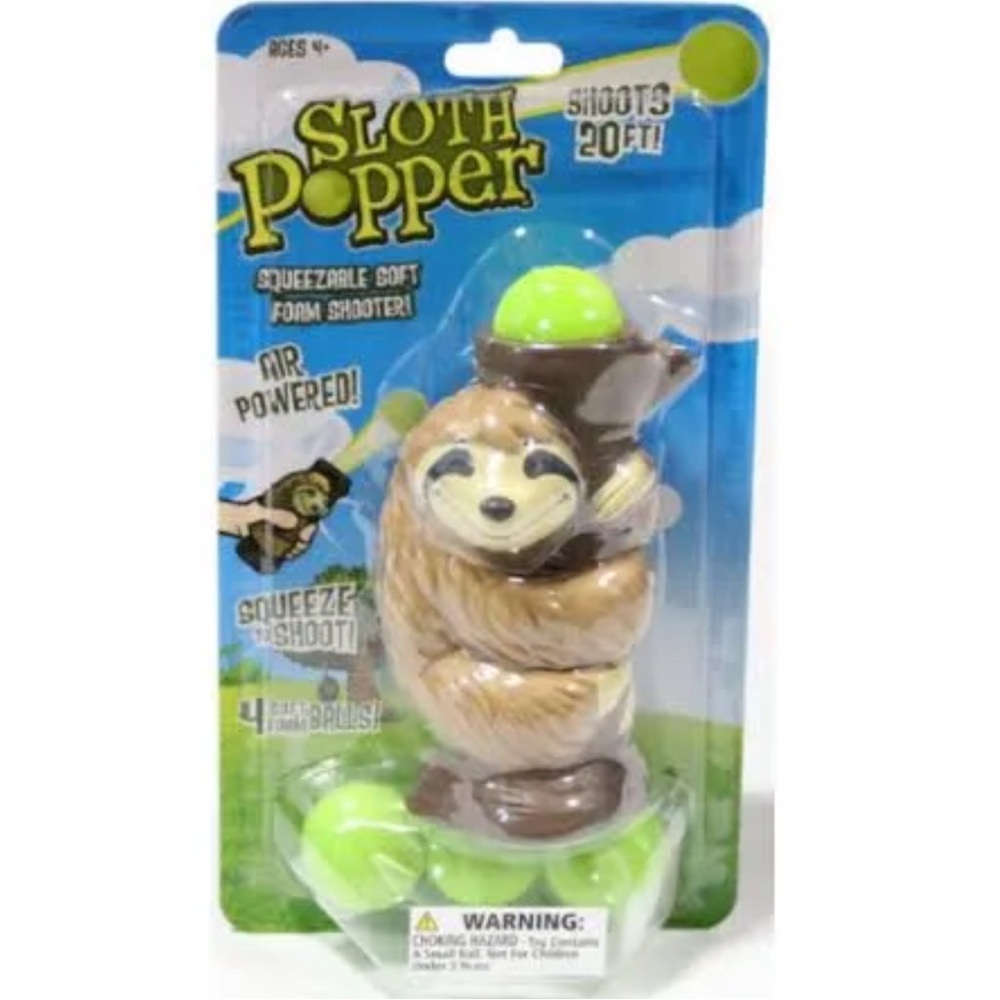 Sloth Popper Toy with Foam Balls